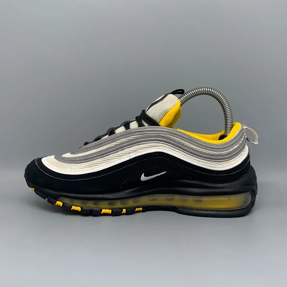 Nike Air Max 97 Black Yellow Running Shoes 921522-005 Men’s Sz 6Y Women's Sz 7.5